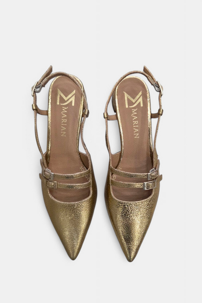 MARIAN 1216 OLD GOLD LOW HEELED  LEATHER PUMP