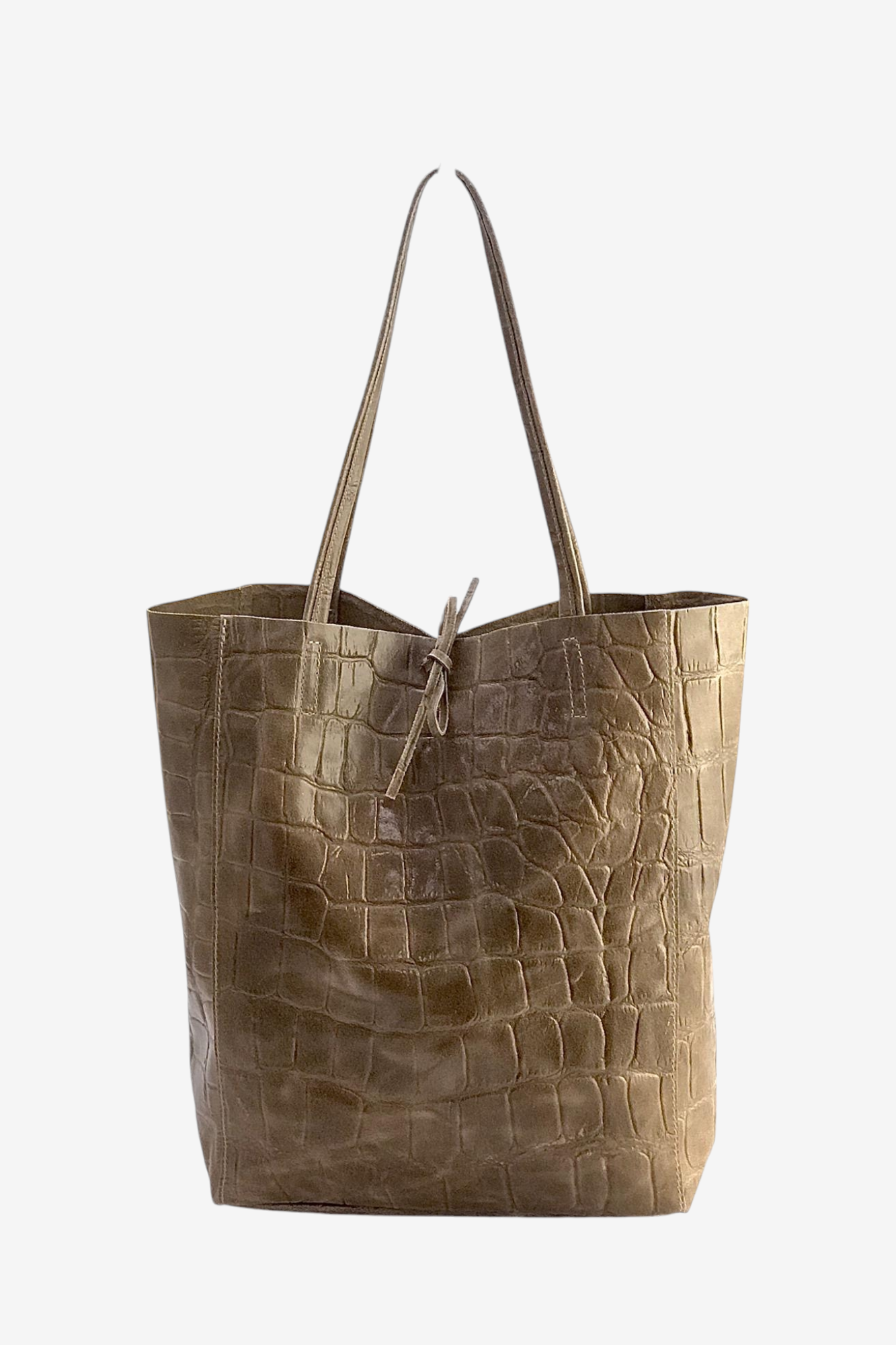 MARLON TAUPE CROC LEATHER SHOPPER BAG