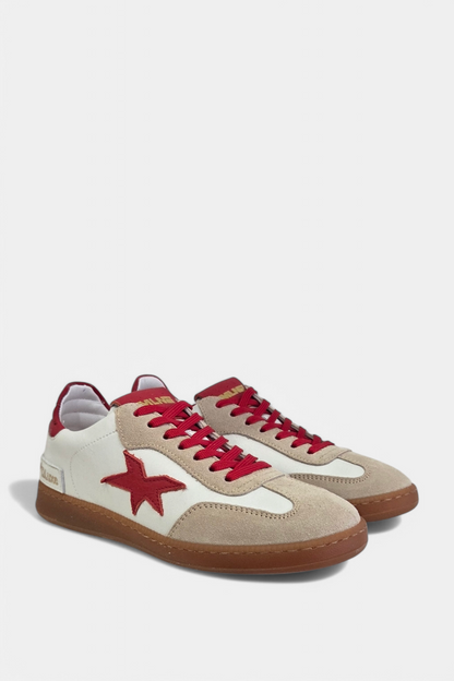 MELINE DONNA RED/WHITE LEATHER TRAINERS