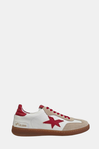 MELINE DONNA RED/WHITE LEATHER TRAINERS
