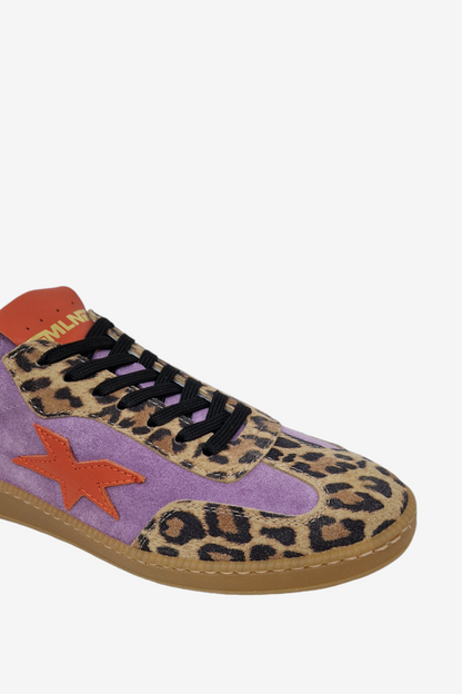 MELINE DONNA PURPLE LEOPARD TRAINERS