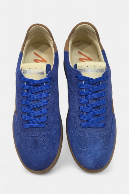MELINE BLUE/ CAMEL SUEDE TRAINERS
