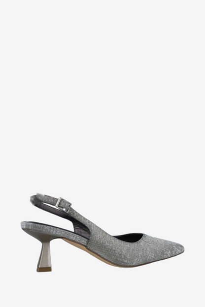 MENBUR 25682 PEWTER KITTEN SLINGBACK HEEL