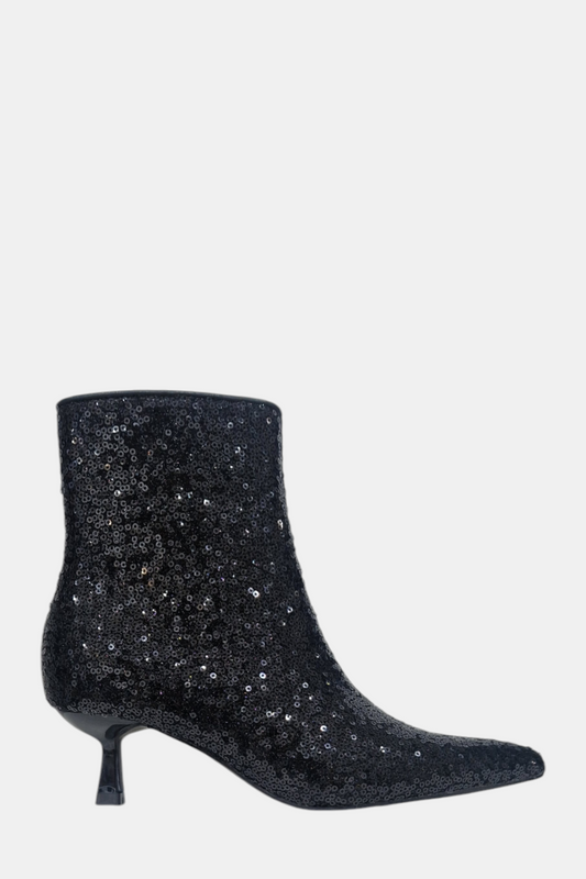 MENBUR 25791 BLACK SEQUIN KITTEN HEEL BOOT