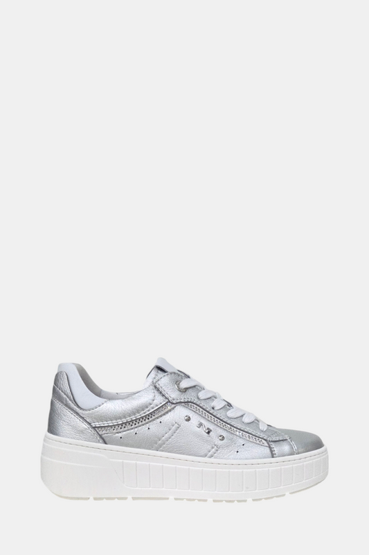 NEROGIARDINI E513094 SILVER LEATHER TRAINER