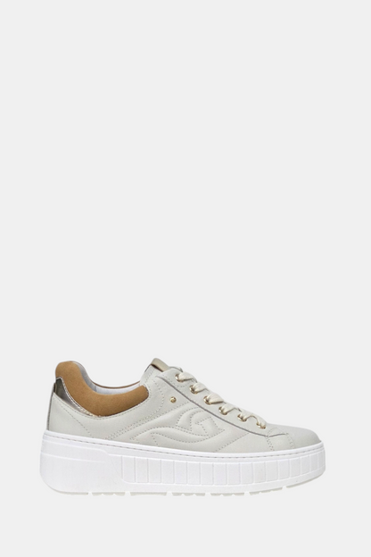 NEROGIARDINI E513090 BEIGE LEATHER TRAINER