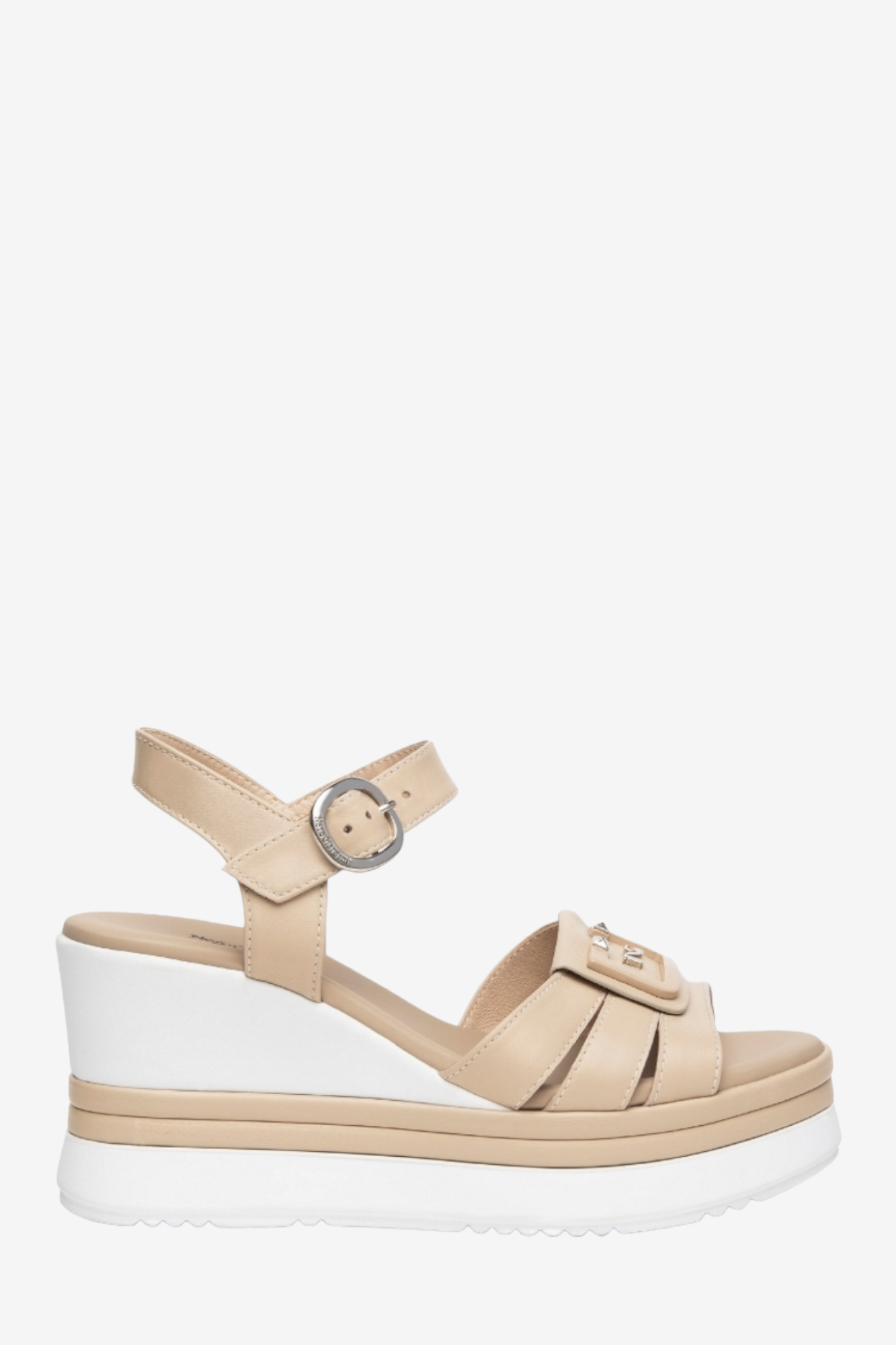 NERO GIARDINI E410570D BEIGE LEATHER WEDGES