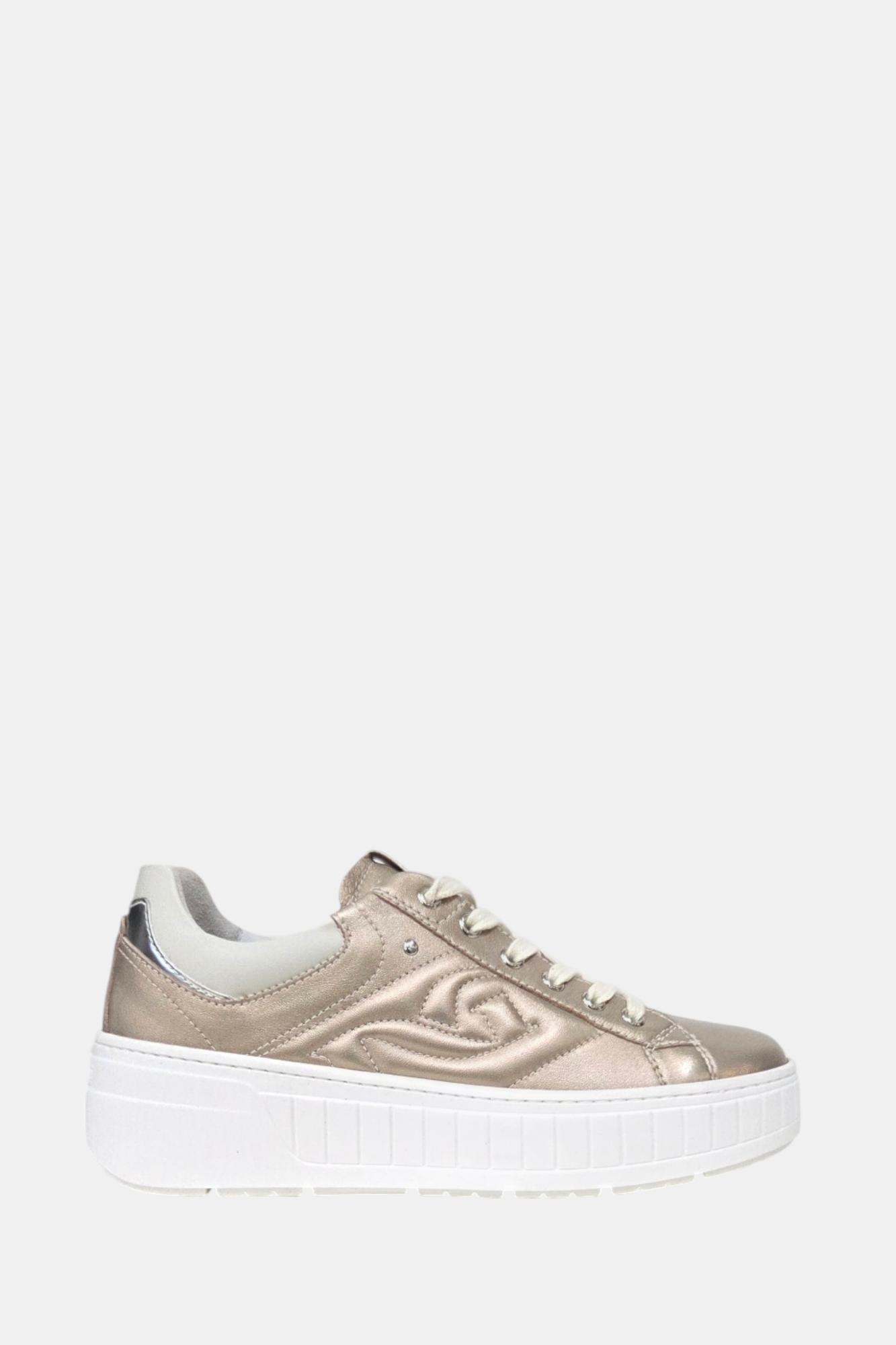 NEROGIARDINI E513091 ROSE GOLD LEATHER TRAINER