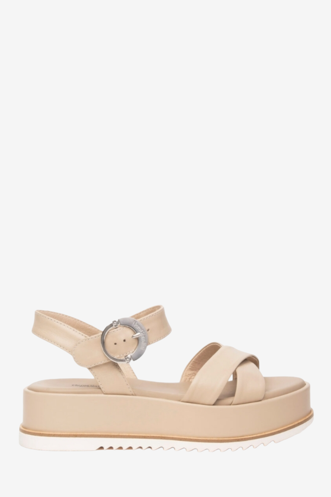 NERO GIARDINI E410740D BEIGE LEATHER FLATFORM SANDAL