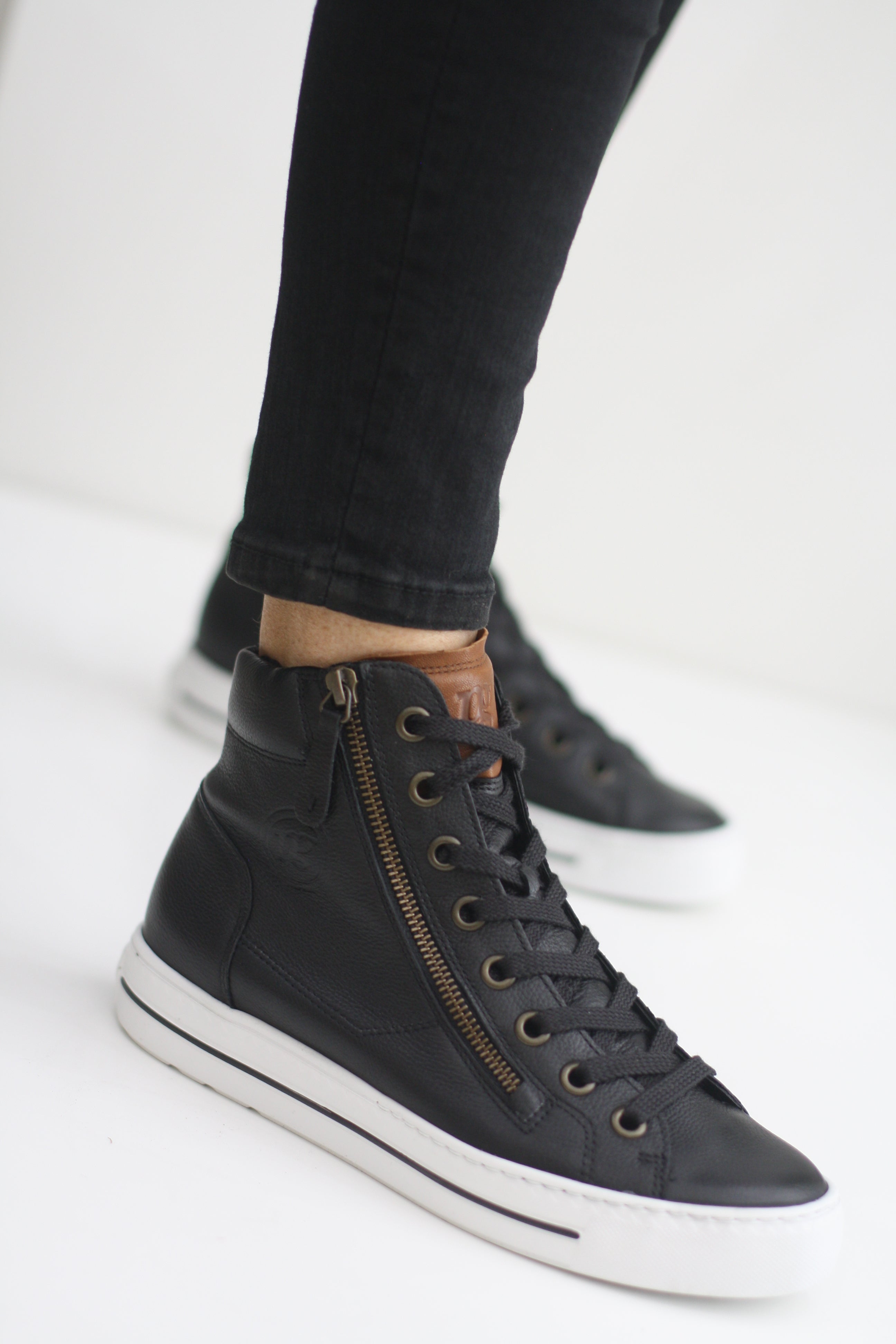 Leather high hot sale top trainers