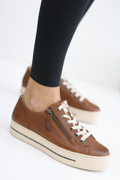 PAUL GREEN 5006 TAN LEATHER TRAINER