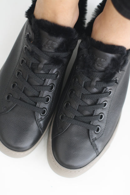 PAUL GREEN 5171 BLACK LEATHER FUR LINED TRAINERS