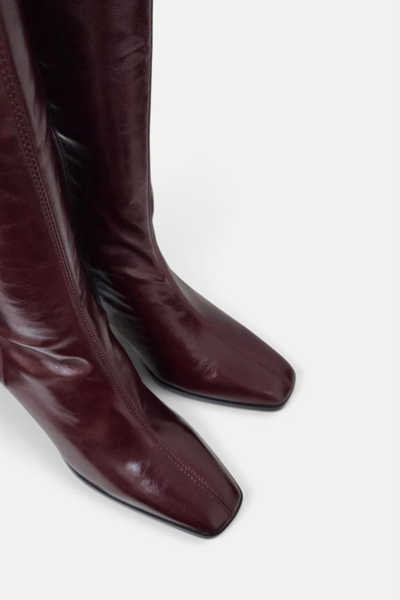 PEDRO ANTON GLASGOW BURGUNDY PU LEATHER KNEE HIGH SOCK BOOT