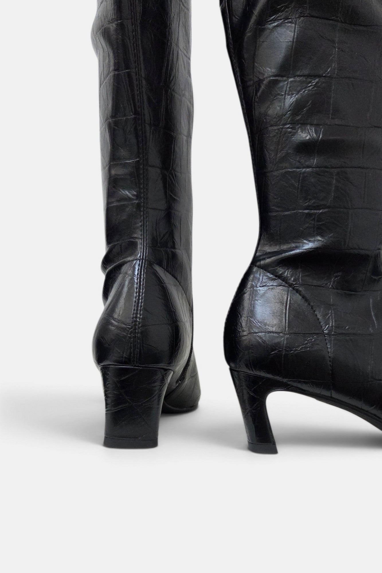 PEDRO ANTON XANIA BLACK CROC KNEE HIGH SOCK BOOT