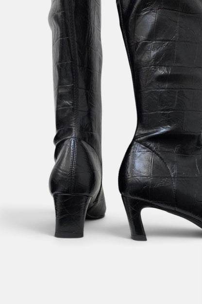 PEDRO ANTON XANIA BLACK CROC KNEE HIGH SOCK BOOT