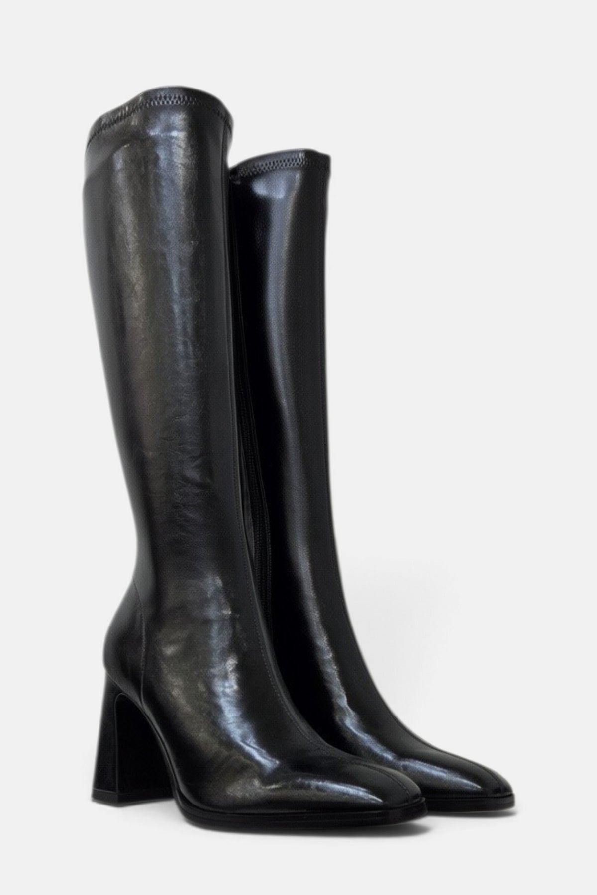 PEDRO ANTON GLASGOW BLACK PU LEATHER KNEE HIGH SOCK BOOT