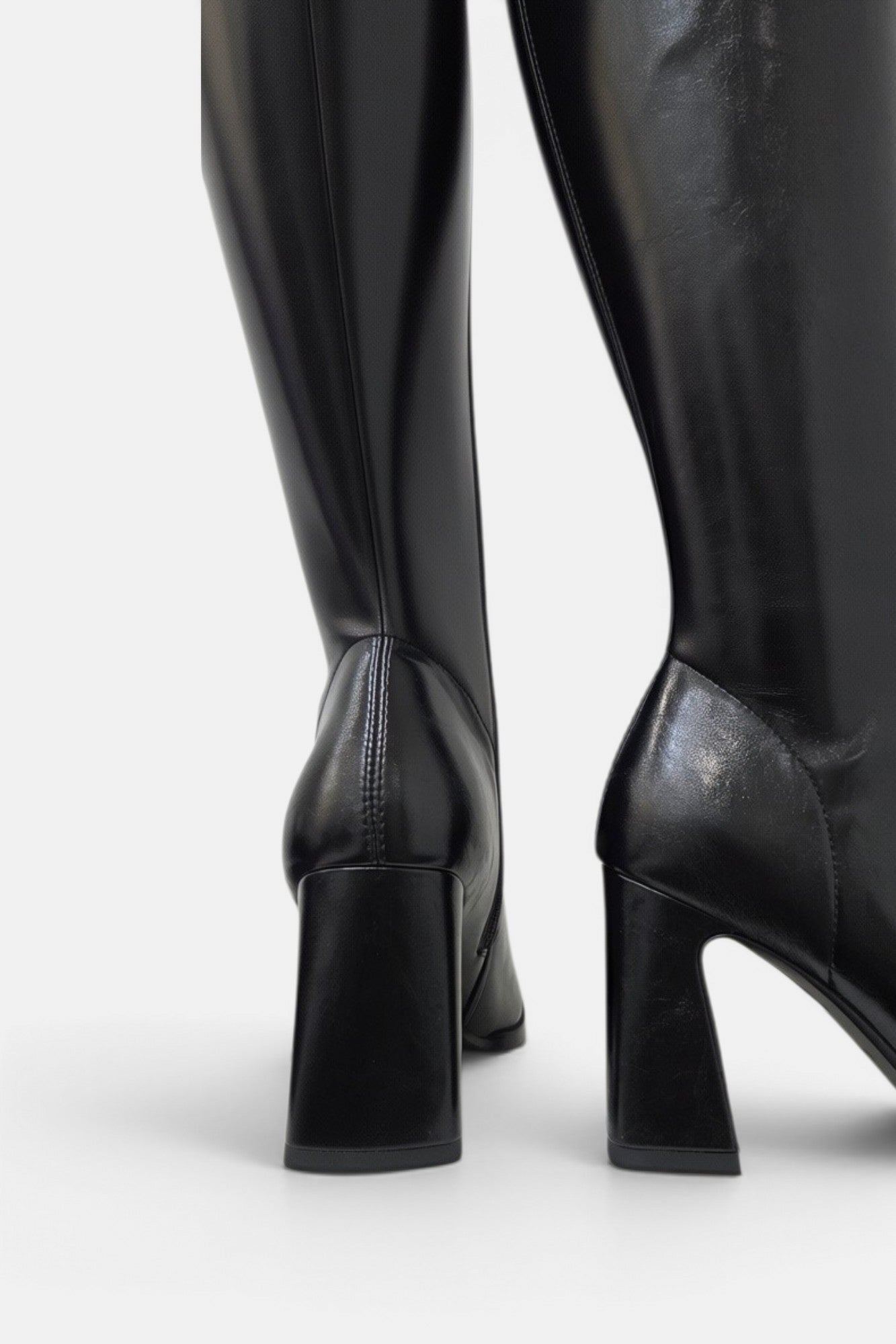PEDRO ANTON GLASGOW BLACK PU LEATHER KNEE HIGH SOCK BOOT