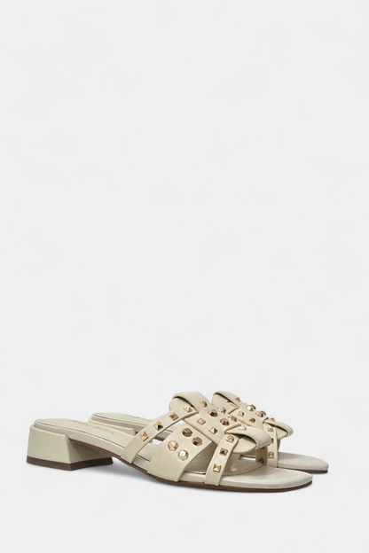 PEDRO ANTON EGYPT CREAM LEATHER SLIDER SANDAL