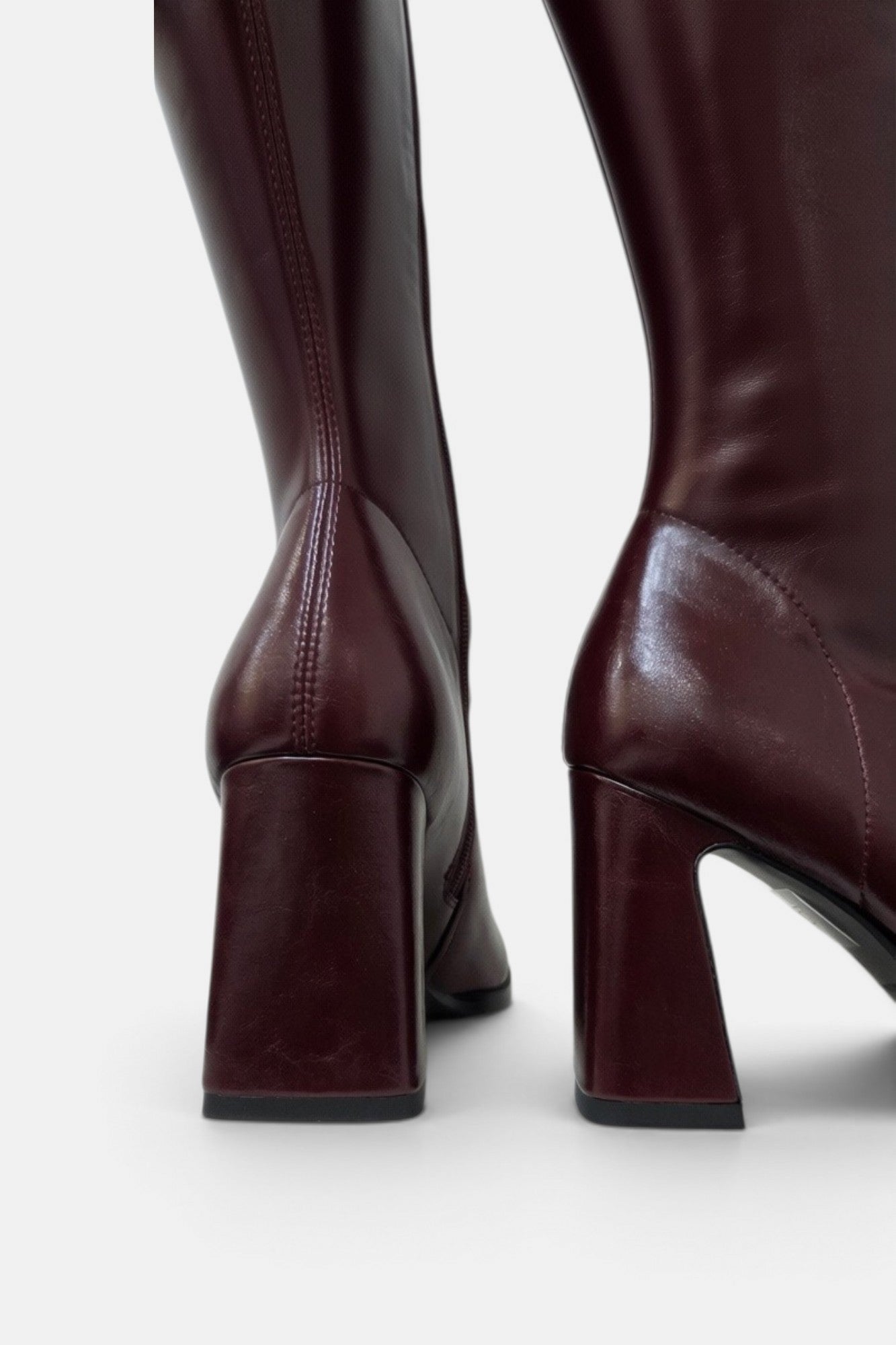 PEDRO ANTON GLASGOW BURGUNDY PU LEATHER KNEE HIGH SOCK BOOT