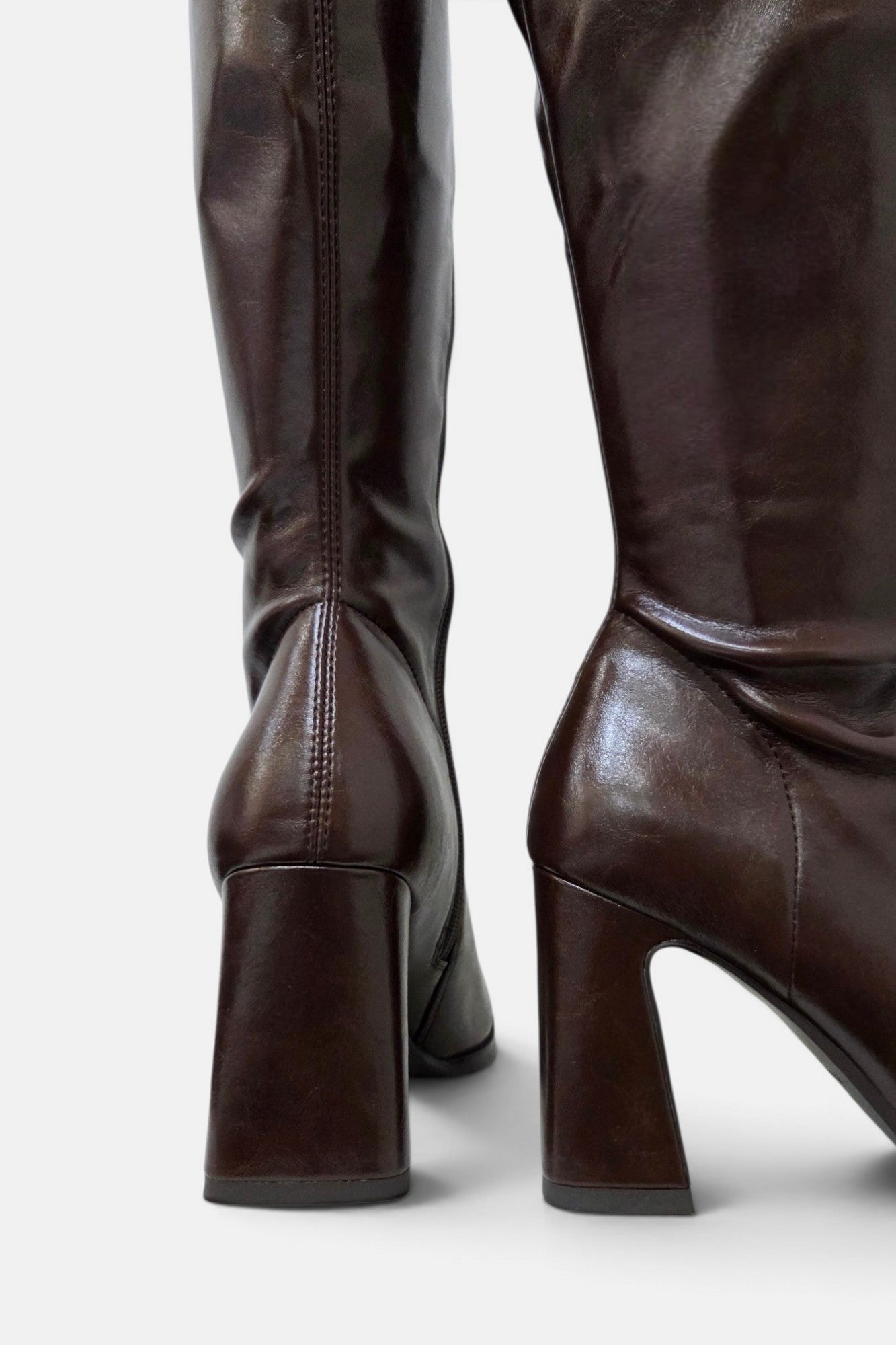 PEDRO ANTON GLASGOW CHOCOLATE PU LEATHER KNEE HIGH SOCK BOOT