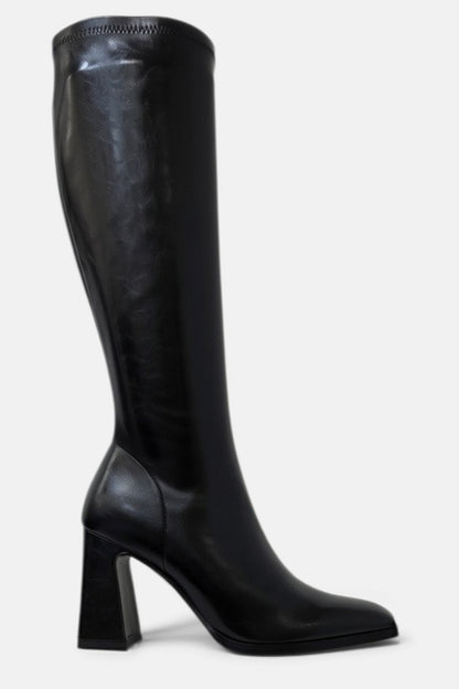 PEDRO ANTON GLASGOW BLACK PU LEATHER KNEE HIGH SOCK BOOT