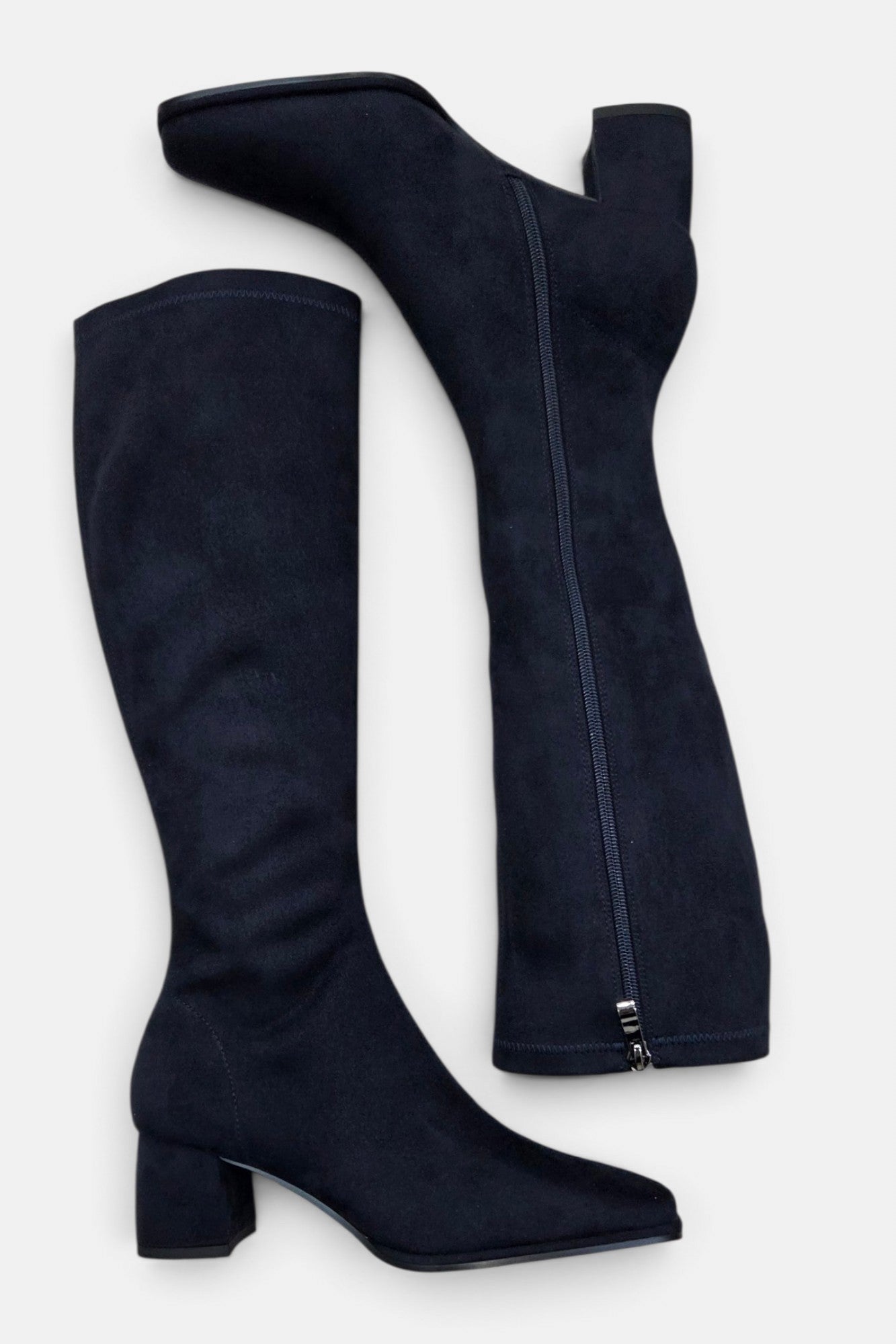 PEDRO ANTON YASMINE NAVY SUEDE SOCK KNEE HIGH BOOT