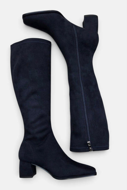 PEDRO ANTON YASMINE NAVY SUEDE SOCK KNEE HIGH BOOT