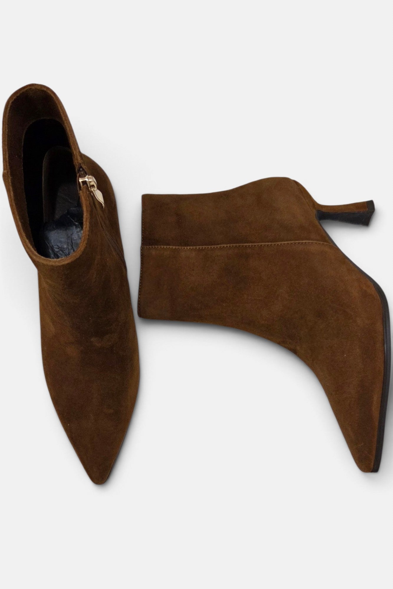 PEDRO ANTON GOLDIE TAN DUEDE HEELED BOOT