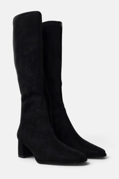 PEDRO ANTON YASMINE BLACK SUEDE SOCK KNEE HIGH BOOT