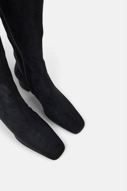 PEDRO ANTON YASMINE BLACK SUEDE SOCK KNEE HIGH BOOT