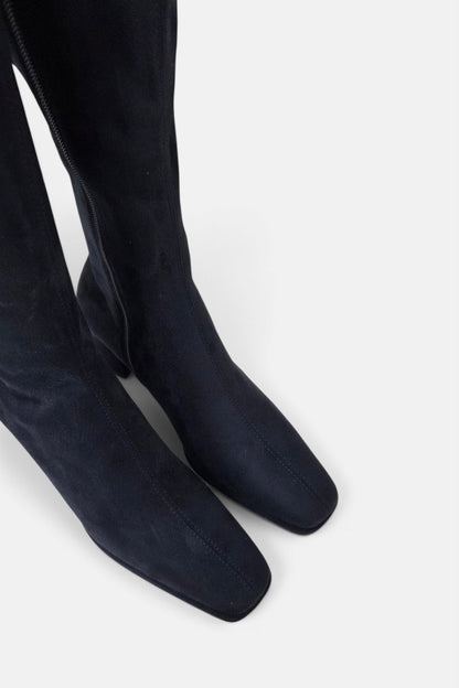 PEDRO ANTON YASMINE NAVY SUEDE SOCK KNEE HIGH BOOT