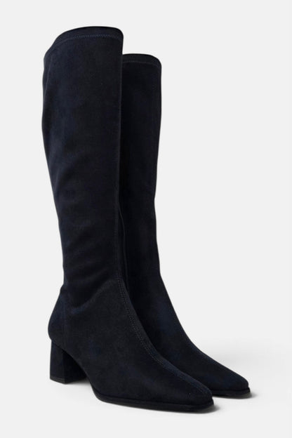 PEDRO ANTON YASMINE NAVY SUEDE SOCK KNEE HIGH BOOT