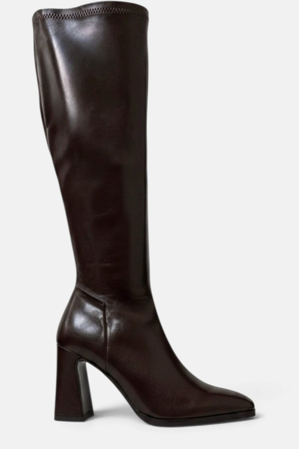 PEDRO ANTON GLASGOW CHOCOLATE PU LEATHER KNEE HIGH SOCK BOOT
