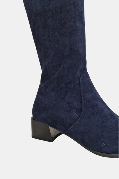 PATRIZIO COMO NAVY SUEDE KNEE HIGH SOCK BOOT