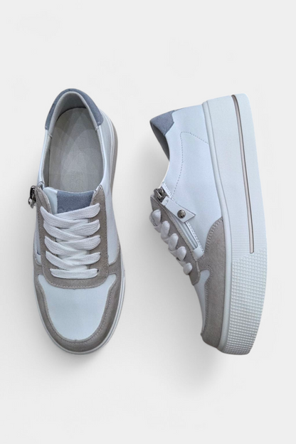 PATRIZIO COMO CORATO WHITE/GREY LEATHER TRAINER