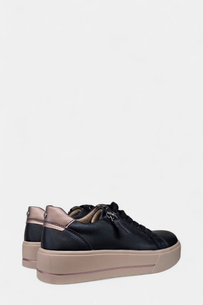 PATRIZIO COMO RAVENNA BLACK LEATHER TRAINER