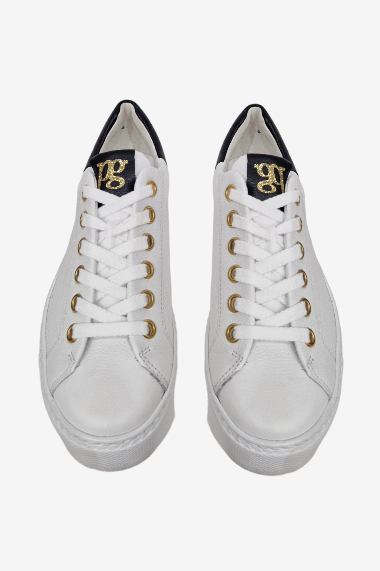 PAUL GREEN 5320 WHITE/BLACK LEATHER TRAINER