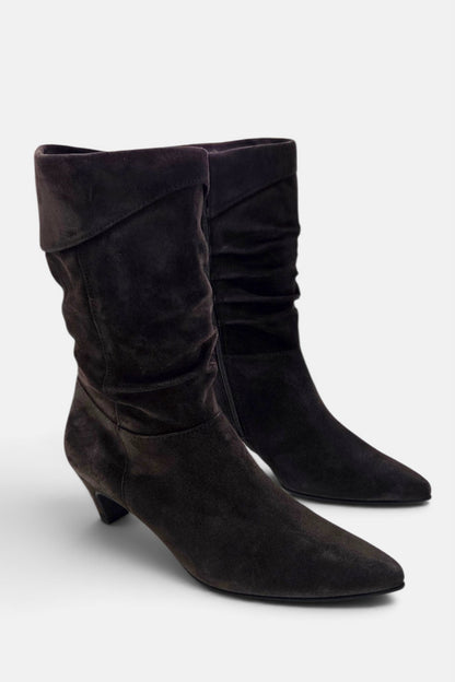 PAUL GREEN 8325 MOCCA BROWN RUCHED SUEDE BOOT
