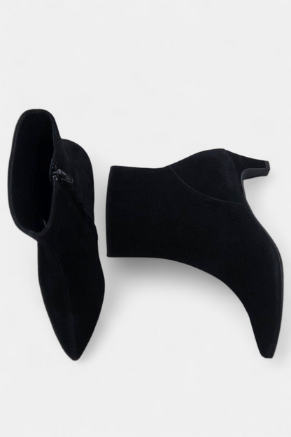 PAUL GREEN 8288 BLACK SUEDE KITTEN HEEL BOOT