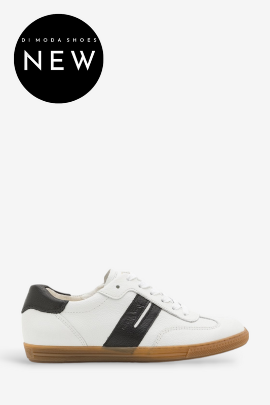 PAUL GREEN 5350 WHITE /BLACK LEATHER TRAINERS