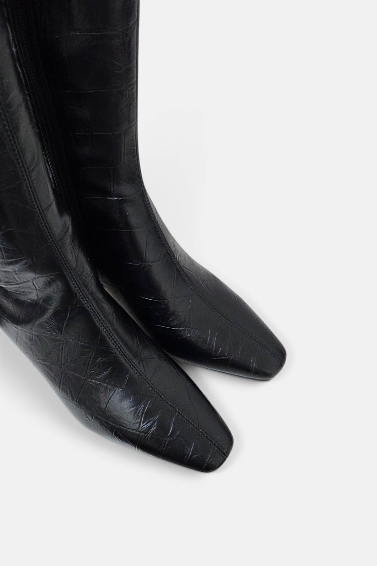 PEDRO ANTON XANIA BLACK CROC KNEE HIGH SOCK BOOT