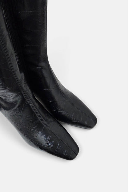 PEDRO ANTON XANIA BLACK CROC KNEE HIGH SOCK BOOT