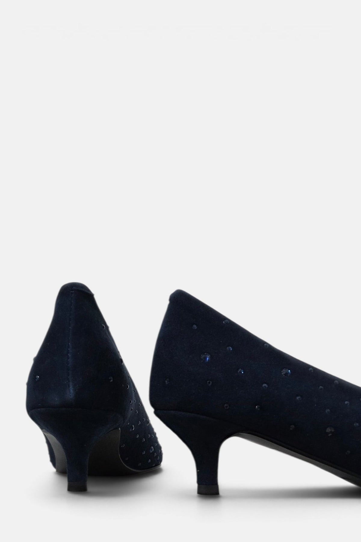 PEDRO ANTON BONNIE NAVY SUEDE KITTEN HEEL