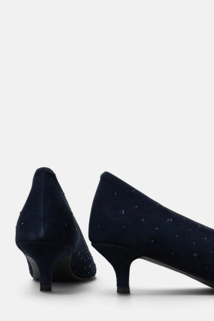 PEDRO ANTON BONNIE NAVY SUEDE KITTEN HEEL