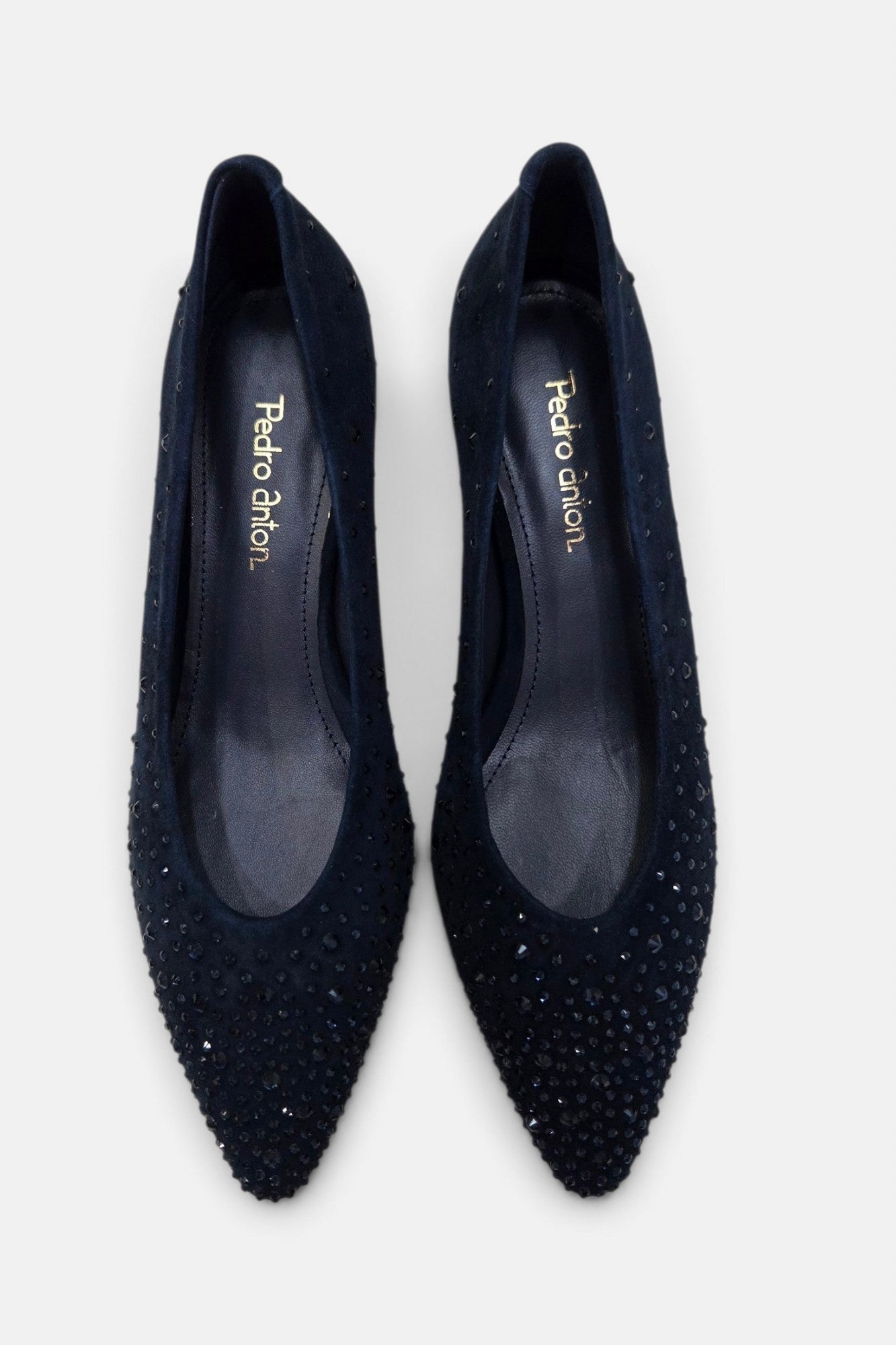 PEDRO ANTON BONNIE NAVY SUEDE KITTEN HEEL