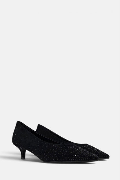 PEDRO ANTON BONNIE BLACK SUEDE KITTEN HEEL