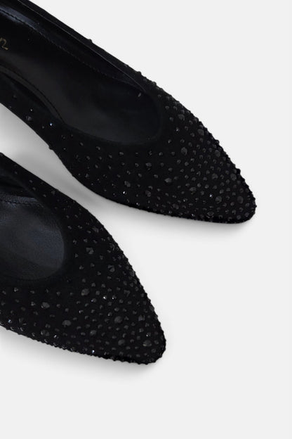 PEDRO ANTON BONNIE BLACK SUEDE KITTEN HEEL