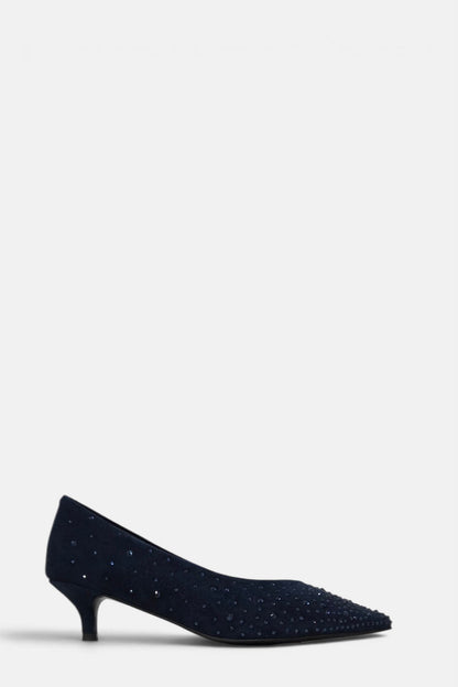 PEDRO ANTON BONNIE NAVY SUEDE KITTEN HEEL