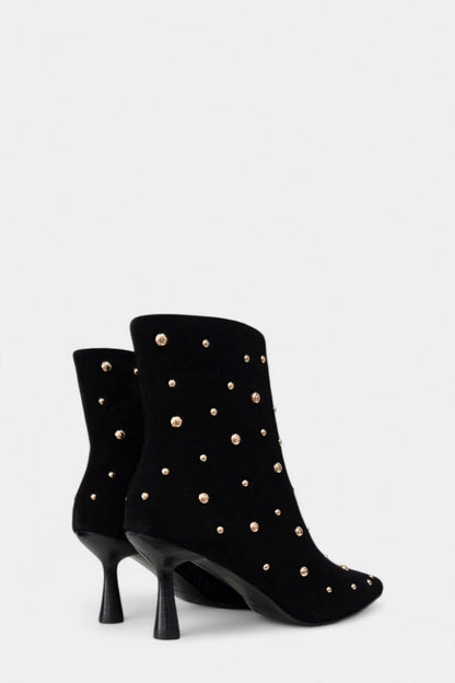 PEDRO ANTON GERONA BLACK SUEDE STUDDED HEELED BOOT