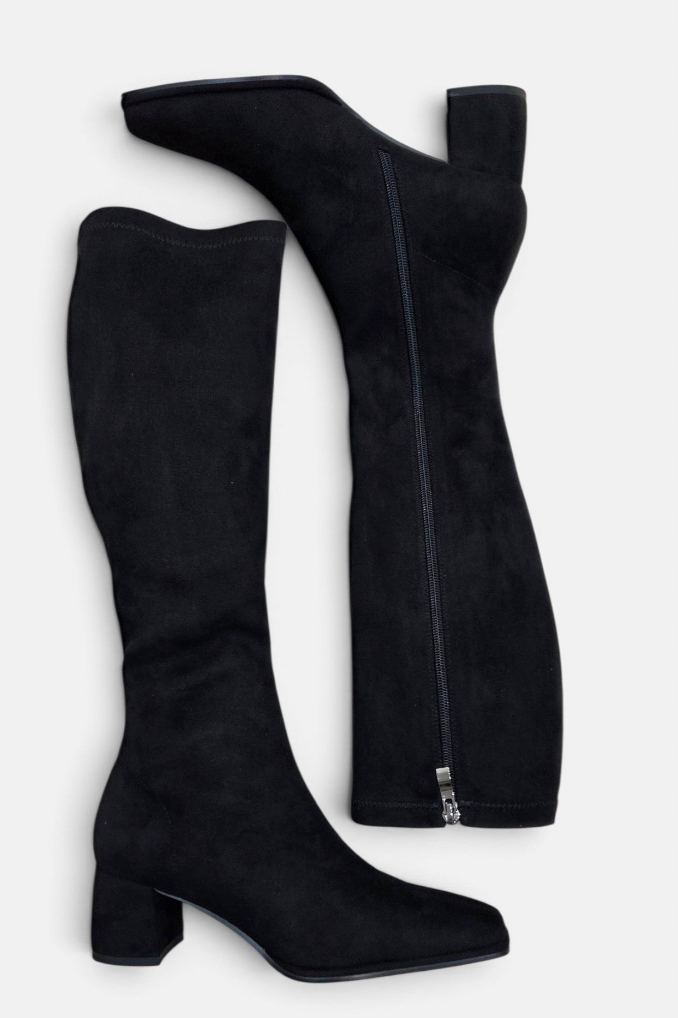 PEDRO ANTON YASMINE BLACK SUEDE SOCK KNEE HIGH BOOT
